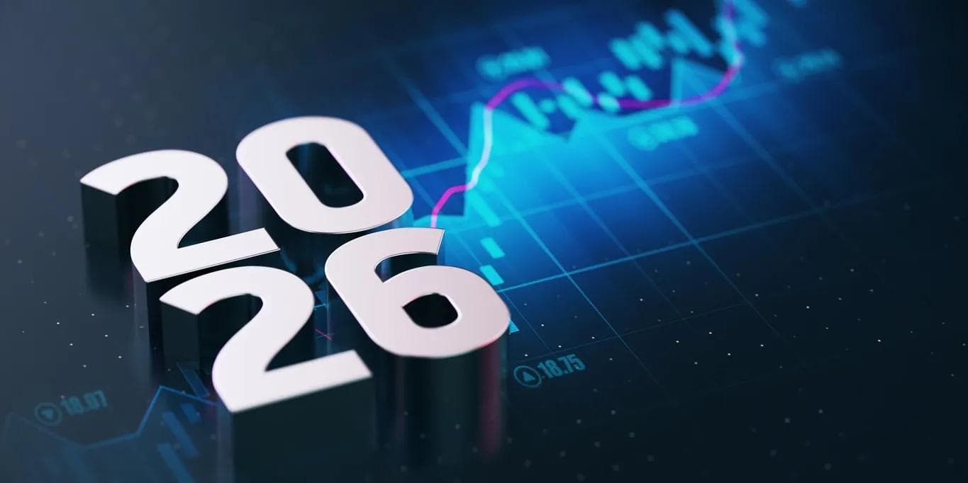 2026 écrit sur un fond de graphique financier