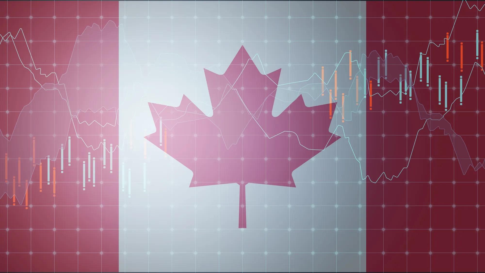 Graphique du drapeau canadien et des marchés financiers