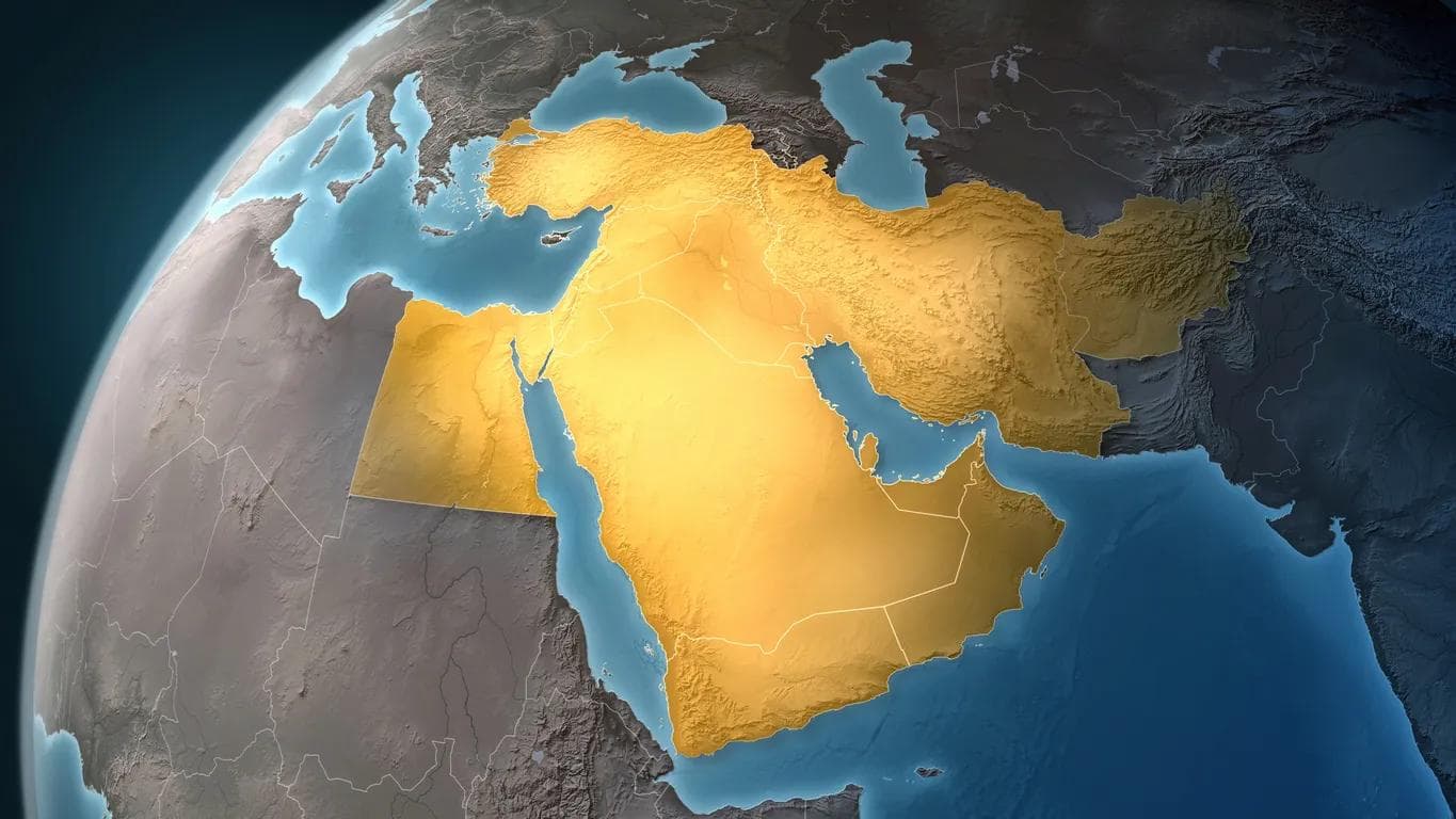 Map of Middle East on an Earth globe 