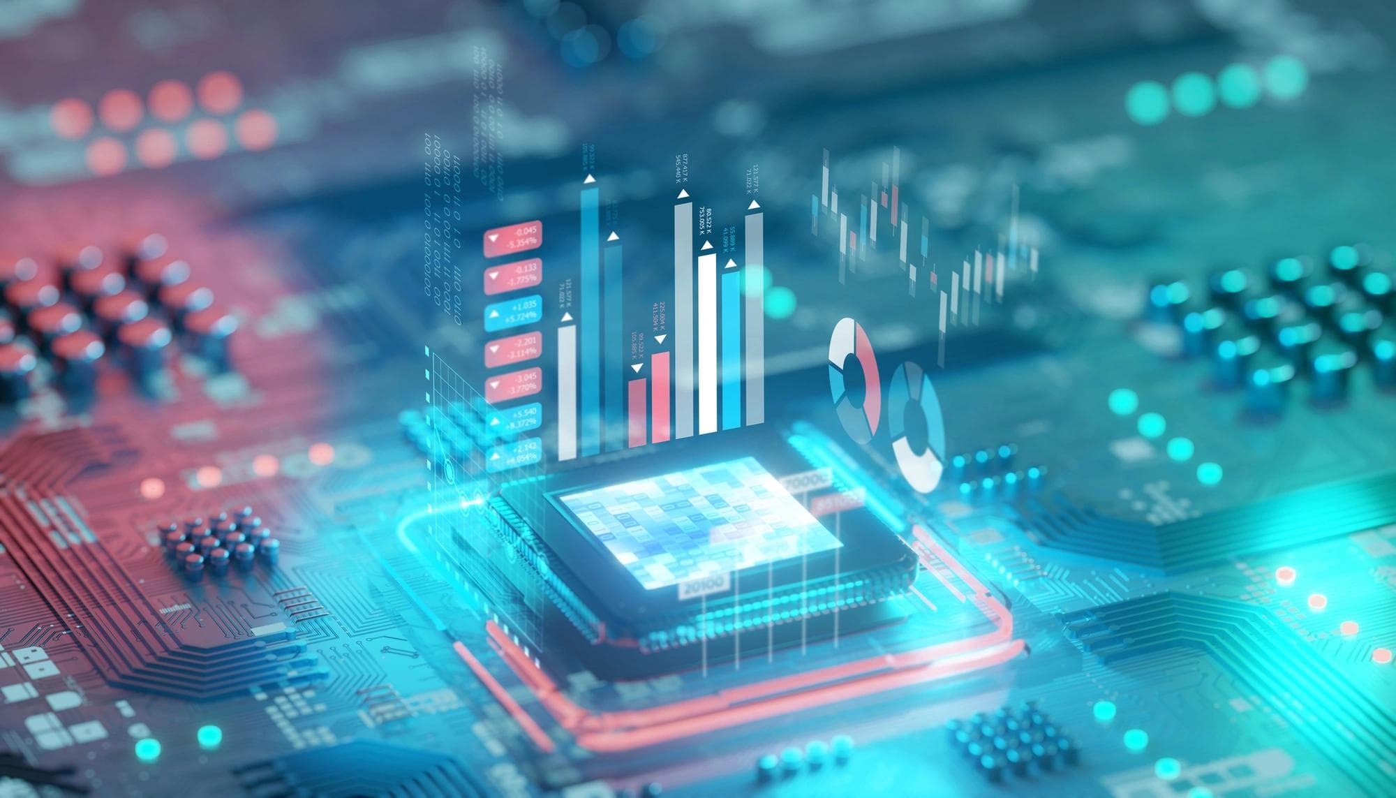 Commerce, taux et concept d'IA 