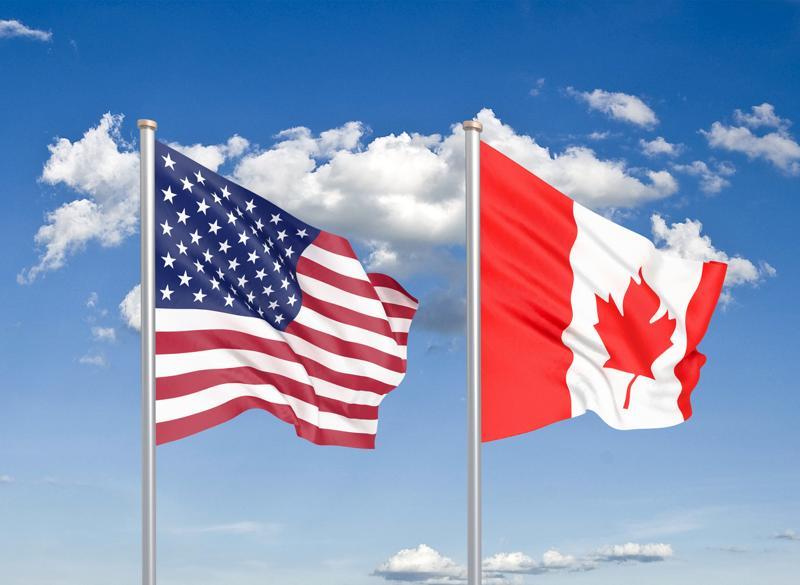 Drapeaux des États-Unis et du Canada
