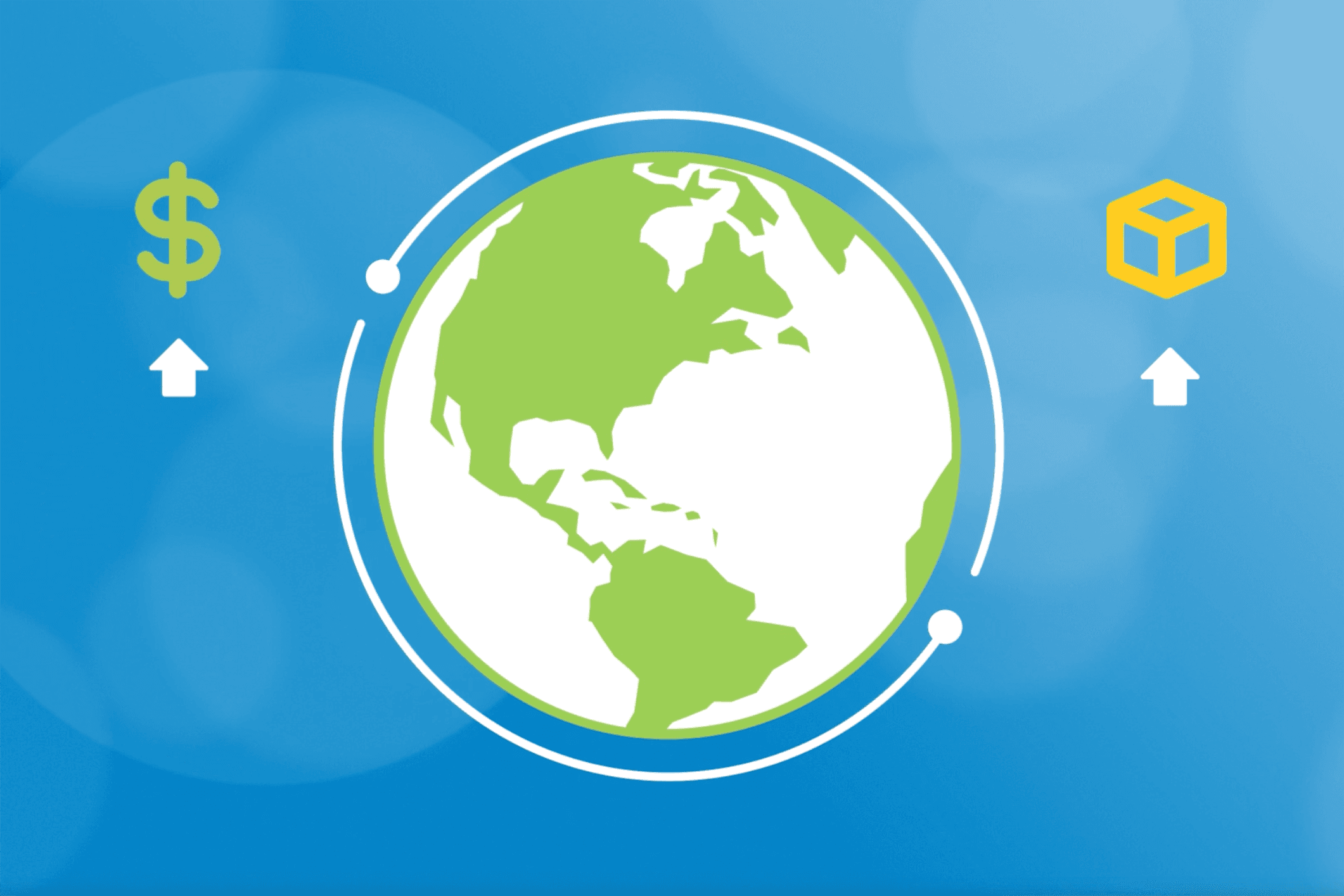 Images : globe terrestre, signe du dollar et cube