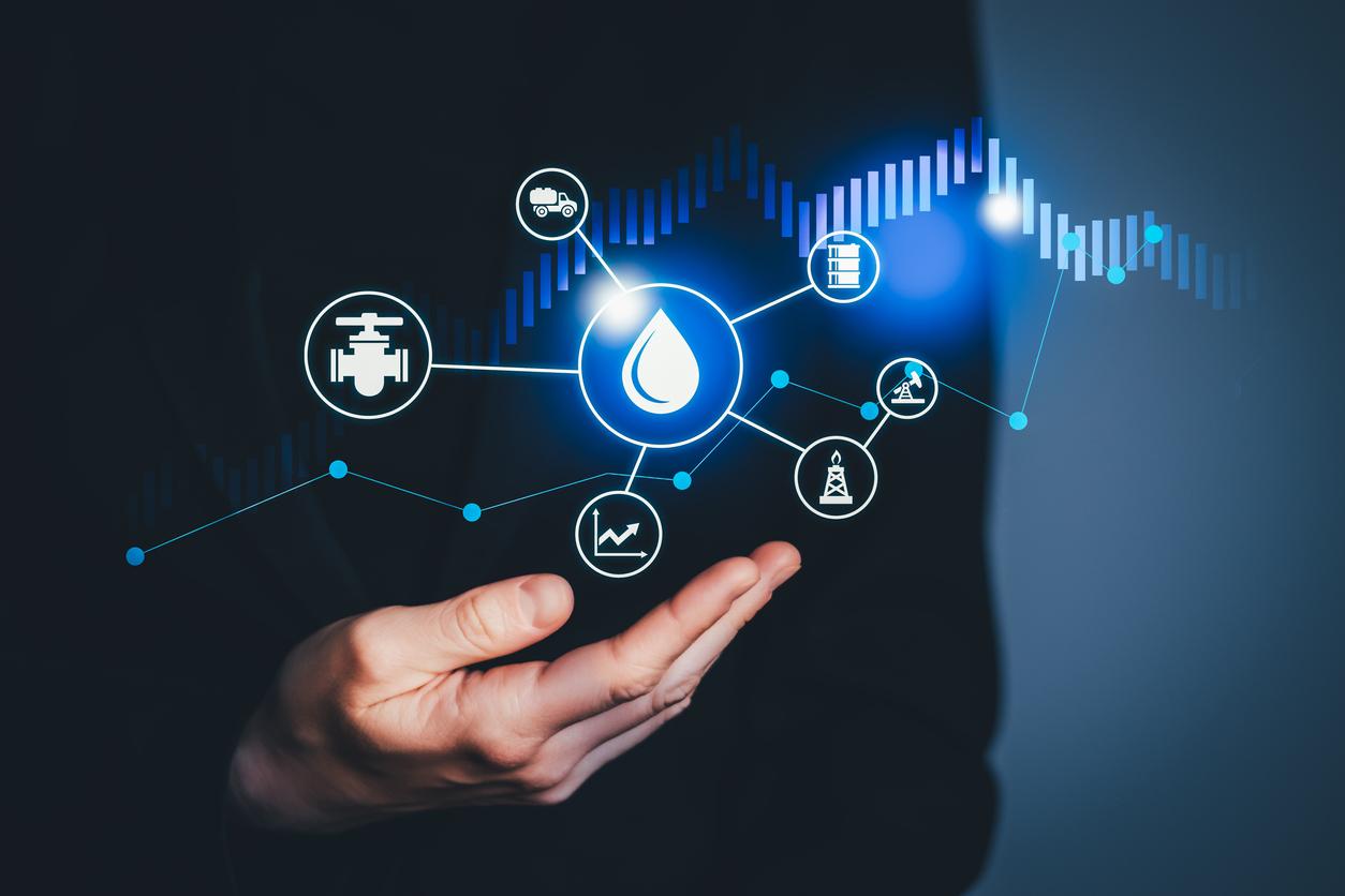 Stock market concept with oil industry icon