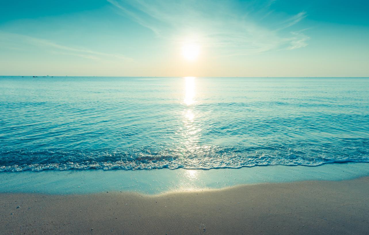 Sunset on the calm ocean