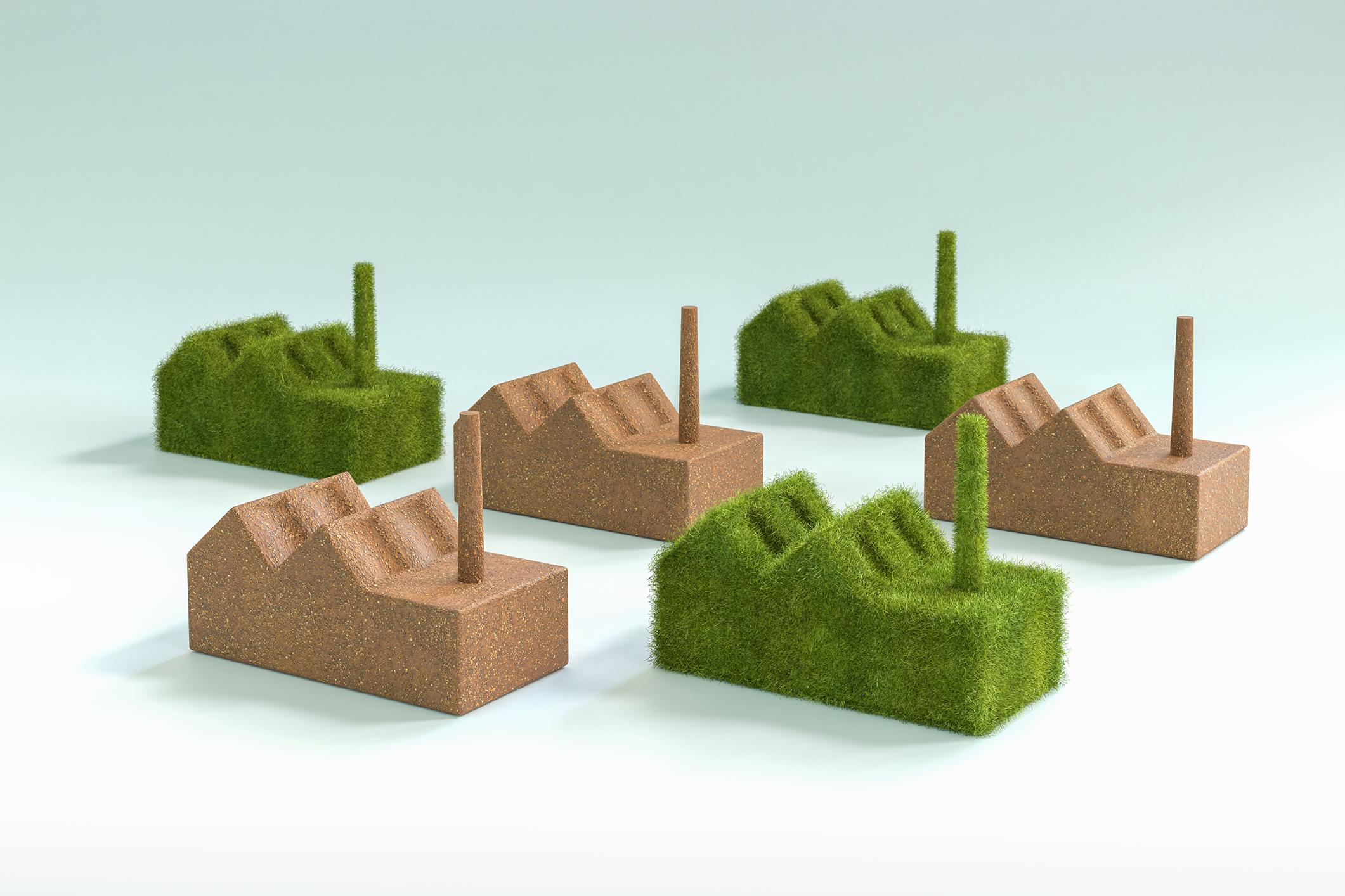 Bâtiment topiaire en brique et végétal