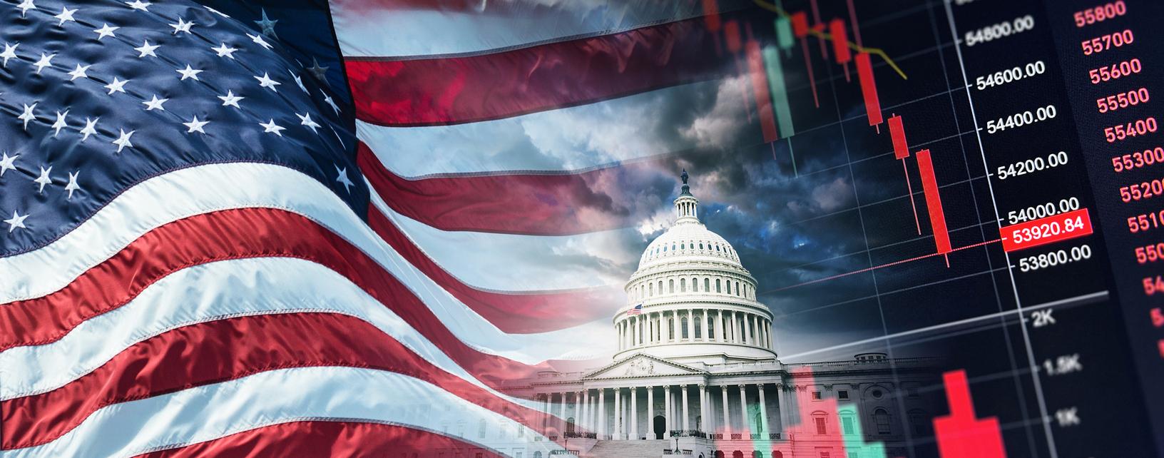 American Flag, the White House and stock market