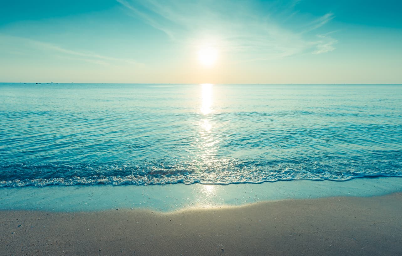 Sunset on the calm ocean