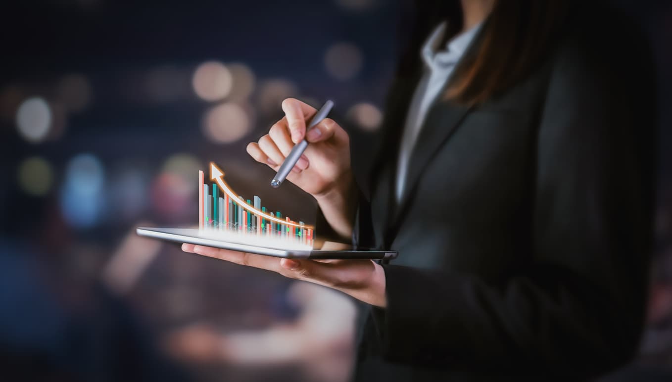 businesswoman holding tablet