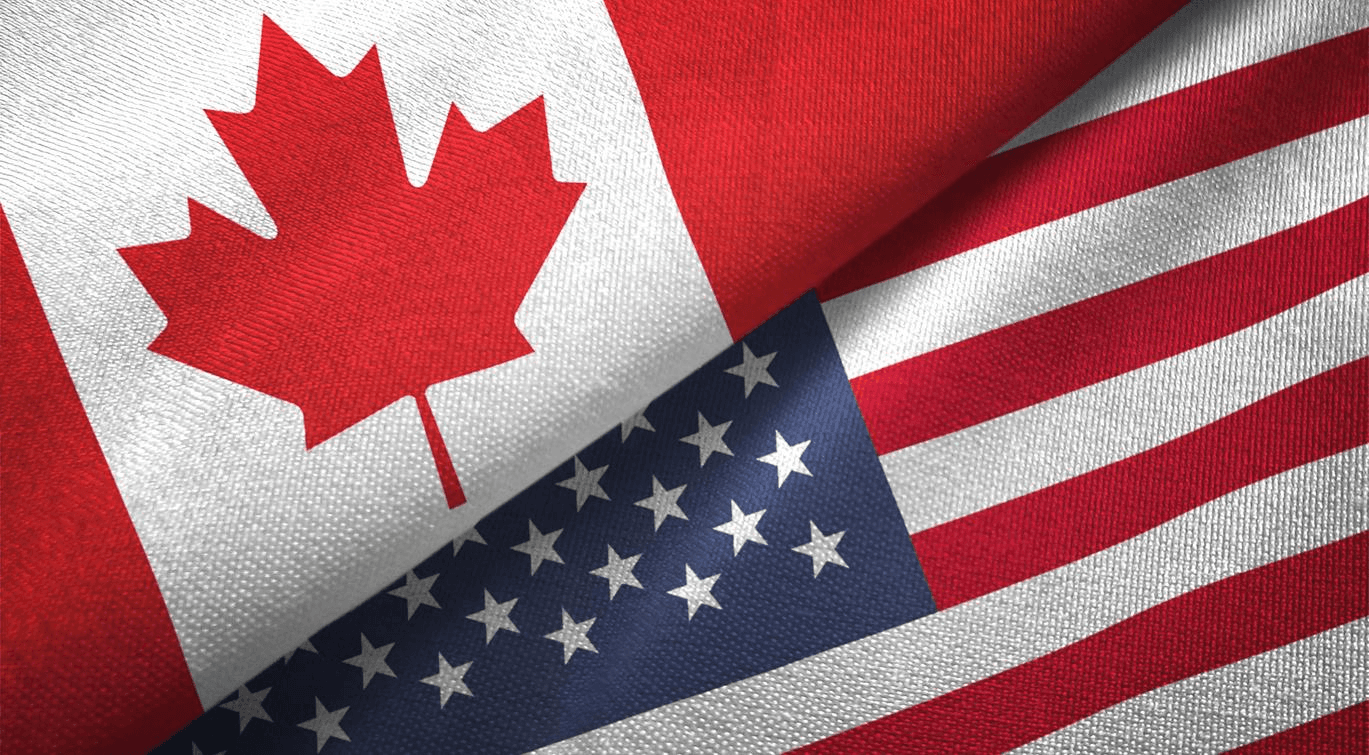 United States and Canada flags