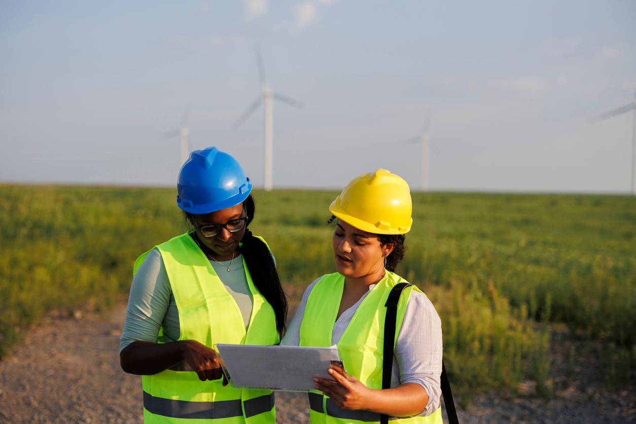 Two Female Engineer wearing uniform